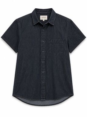 Frank & Oak denim short sleeve shirt button down 100% Cotton S cowgirl country